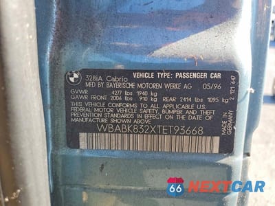 Zdjęcie 12 z 12 samochodu: 1996 BMW 328 IC AUTOMATIC VIN:WBABK832XTET93668 - miniatura