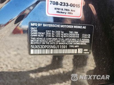 Zdjęcie 13 z 13 samochodu: 2022 BMW X3 XDRIVE30I VIN:5UX53DP05N9J11591 - miniatura