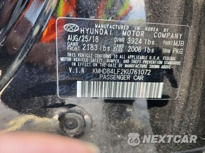 Zdjęcie 12 z 12 samochodu: 2019 HYUNDAI ELANTRA SEL VIN:KMHD84LF2KU761072 - miniatura