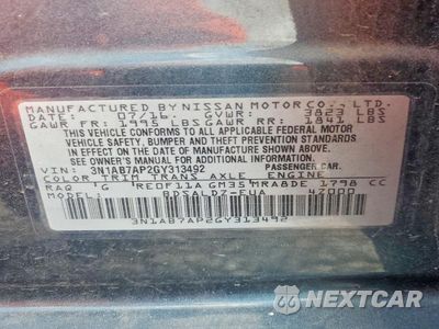 Zdjęcie 13 z 13 samochodu: 2016 NISSAN SENTRA SV VIN:3N1AB7AP2GY313492 - miniatura
