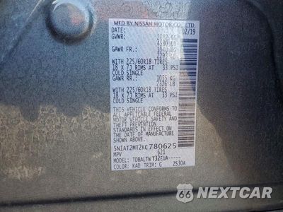 Zdjęcie 13 z 13 samochodu: 2019 NISSAN ROGUE SV VIN:5N1AT2MT2KC780625 - miniatura