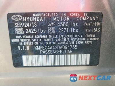 Zdjęcie 12 z 12 samochodu: 2013 HYUNDAI SONATA HYBRID VIN:KMHEC4A42DA094755 - miniatura