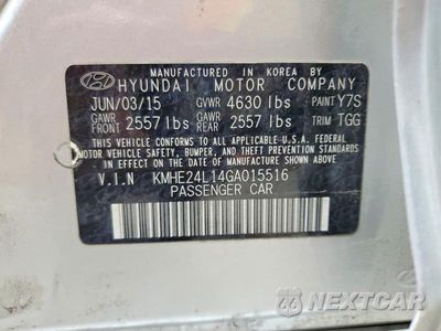 Zdjęcie 12 z 12 samochodu: 2016 HYUNDAI SONATA HYBRID SE VIN:KMHE24L14GA015516 - miniatura