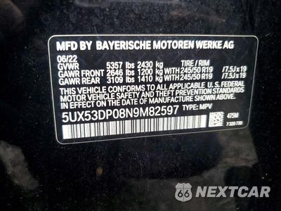 Zdjęcie 14 z 14 samochodu: 2022 BMW X3 XDRIVE30I VIN:5UX53DP08N9M82597 - miniatura