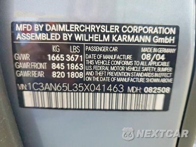 Zdjęcie 12 z 12 samochodu: 2005 CHRYSLER CROSSFIRE LIMITED VIN:1C3AN65L35X041463 - miniatura