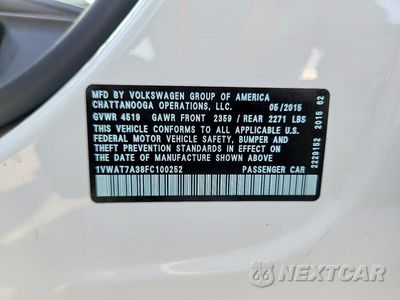 Zdjęcie 12 z 12 samochodu: 2015 VOLKSWAGEN PASSAT S VIN:1VWAT7A38FC100252 - miniatura