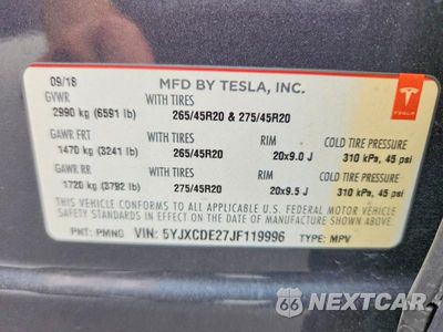 Zdjęcie 13 z 13 samochodu: 2018 TESLA MODEL X VIN:5YJXCDE27JF119996 - miniatura