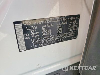 Zdjęcie 13 z 13 samochodu: 2022 HYUNDAI SANTA FE XRT VIN:5NMS64AJ1NH390863 - miniatura