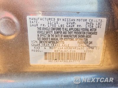 Zdjęcie 12 z 12 samochodu: 2016 NISSAN VERSA 1.6 S PLUS VIN:3N1CN7AP3GL847775 - miniatura