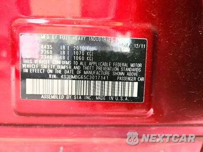 Zdjęcie 13 z 13 samochodu: 2012 SUBARU LEGACY VIN:4S3BMBG65C3017141 - miniatura