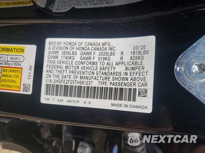 Zdjęcie 12 z 12 samochodu: 2026 HONDA CIVIC LX VIN:2HGFE2F25TH581237 - miniatura