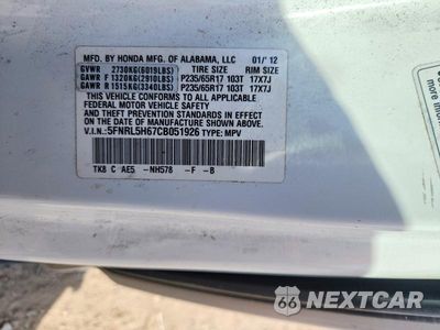 Zdjęcie 14 z 14 samochodu: 2012 HONDA ODYSSEY EXL VIN:5FNRL5H67CB051926 - miniatura