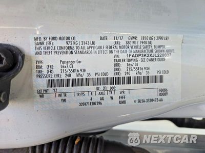Zdjęcie 12 z 12 samochodu: 2018 FORD FOCUS SE VIN:1FADP3K2XJL220037 - miniatura