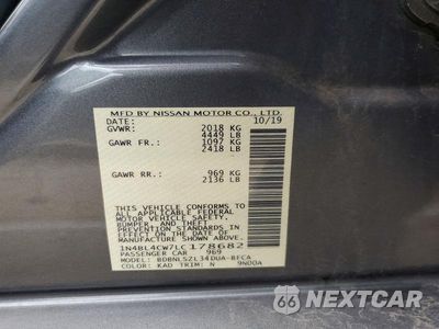 Zdjęcie 12 z 12 samochodu: 2020 NISSAN ALTIMA SR VIN:1N4BL4CW7LC178682 - miniatura