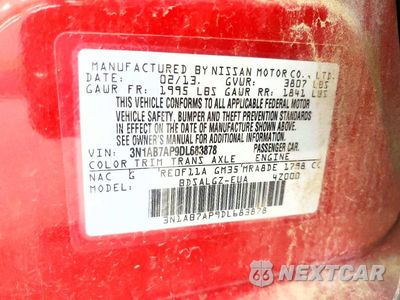 Zdjęcie 12 z 12 samochodu: 2013 NISSAN SENTRA S VIN:3N1AB7AP9DL683878 - miniatura