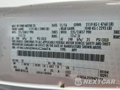 Zdjęcie 13 z 13 samochodu: 2017 FORD ESCAPE SE VIN:1FMCU9GD9HUC34474 - miniatura