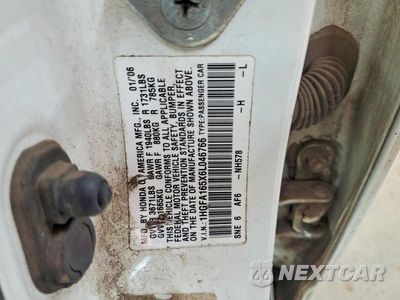 Zdjęcie 12 z 12 samochodu: 2006 HONDA CIVIC LX VIN:1HGFA165X6L046766 - miniatura