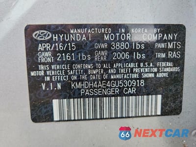 Zdjęcie 12 z 12 samochodu: 2016 HYUNDAI ELANTRA SE VIN:KMHDH4AE4GU530918 - miniatura
