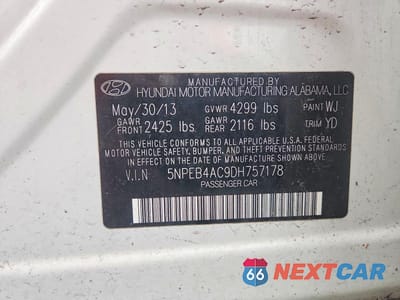Zdjęcie 13 z 13 samochodu: 2013 HYUNDAI SONATA GLS VIN:5NPEB4AC9DH757178 - miniatura