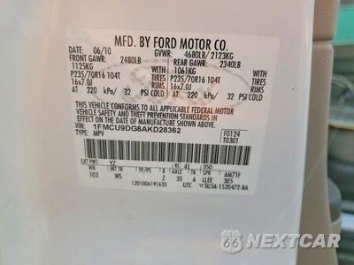 Zdjęcie 13 z 13 samochodu: 2010 FORD ESCAPE XLT VIN:1FMCU9DG8AKD28362 - miniatura
