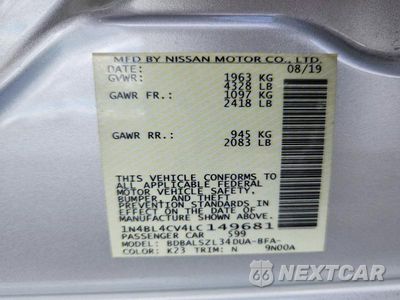 Zdjęcie 12 z 12 samochodu: 2020 NISSAN ALTIMA SR VIN:1N4BL4CV4LC149681 - miniatura
