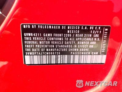 Zdjęcie 13 z 13 samochodu: 2012 VOLKSWAGEN JETTA SE VIN:3VWDP7AJ7CM086726 - miniatura