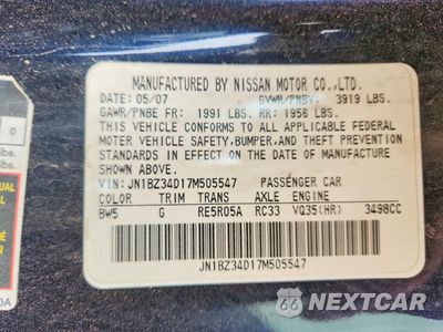 Zdjęcie 12 z 12 samochodu: 2007 NISSAN 350Z BASE VIN:JN1BZ34D17M505547 - miniatura