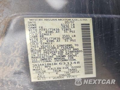 Zdjęcie 13 z 13 samochodu: 2008 NISSAN PATHFINDER S VIN:5N1AR18B18C633148 - miniatura