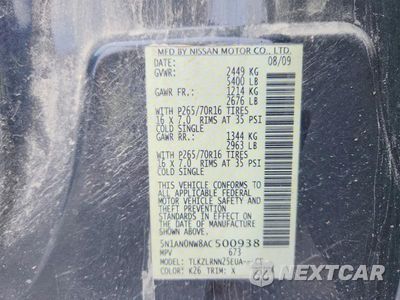 Zdjęcie 13 z 13 samochodu: 2010 NISSAN XTERRA X VIN:5N1AN0NW8AC500938 - miniatura