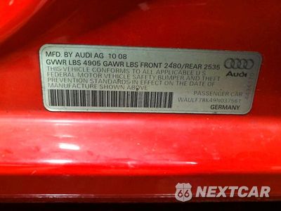 Zdjęcie 12 z 12 samochodu: 2009 AUDI A4 2.0T QUATTRO VIN:WAULF78K49N037561 - miniatura
