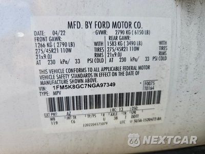 Zdjęcie 14 z 14 samochodu: 2022 FORD EXPLORER ST VIN:1FM5K8GC7NGA97349 - miniatura
