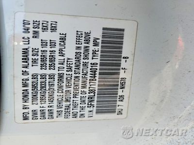 Zdjęcie 12 z 12 samochodu: 2007 HONDA ODYSSEY EXL VIN:5FNRL38717B444016 - miniatura