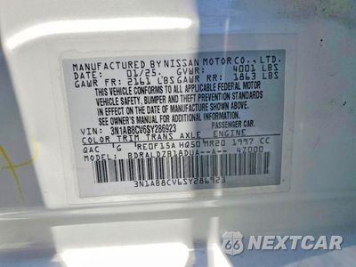 Zdjęcie 12 z 12 samochodu: 2025 NISSAN SENTRA SV VIN:3N1AB8CV6SY286923 - miniatura