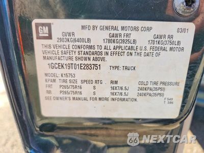 Zdjęcie 12 z 12 samochodu: 2001 CHEVROLET SILVERADO K1500 VIN:1GCEK19T01E283751 - miniatura