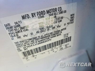 Zdjęcie 13 z 13 samochodu: 2011 FORD EDGE SEL VIN:2FMDK3JC2BBB20370 - miniatura