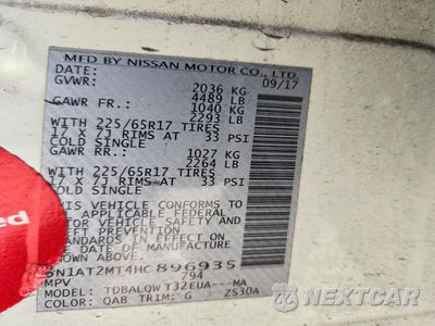 Zdjęcie 12 z 12 samochodu: 2017 NISSAN ROGUE SV VIN:5N1AT2MT4HC896935 - miniatura