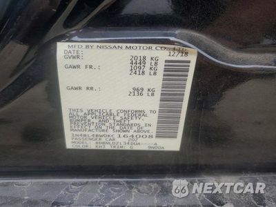 Zdjęcie 12 z 12 samochodu: 2019 NISSAN ALTIMA S VIN:1N4BL4BW0KC164008 - miniatura