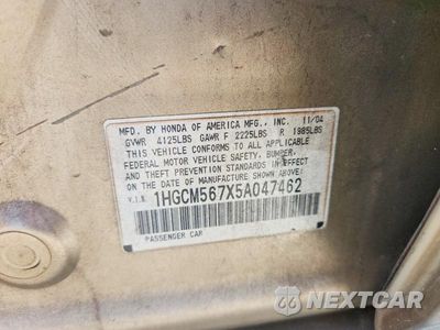 Zdjęcie 12 z 12 samochodu: 2005 HONDA ACCORD EX VIN:1HGCM567X5A047462 - miniatura