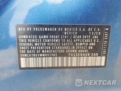 Zdjęcie 13 z 13 samochodu: 2021 VOLKSWAGEN JETTA S VIN:3VWC57BU3MM031363 - miniatura