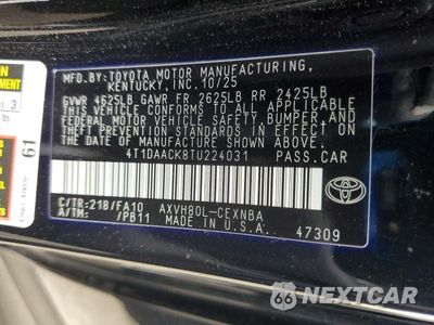 Zdjęcie 13 z 13 samochodu: 2026 TOYOTA CAMRY LE VIN:4T1DAACK8TU224031 - miniatura