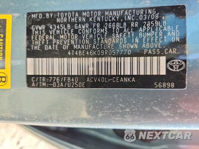 Zdjęcie 12 z 12 samochodu: 2009 TOYOTA CAMRY LE VIN:4T4BE46K09R057770 - miniatura