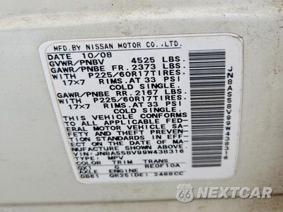 Zdjęcie 13 z 13 samochodu: 2009 NISSAN ROGUE S VIN:JN8AS58V99W438316 - miniatura
