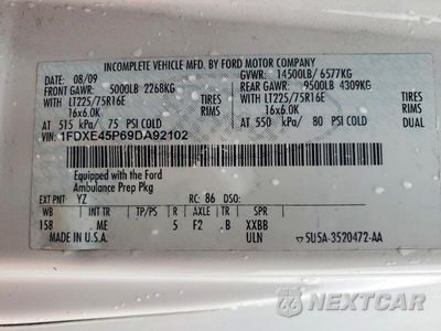 Zdjęcie 13 z 13 samochodu: 2009 FORD E-350 ECON VIN:1FDXE45P69DA92102 - miniatura