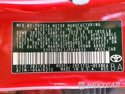 Zdjęcie 12 z 12 samochodu: 2018 TOYOTA COROLLA LE VIN:5YFBURHE3JP844624 - miniatura