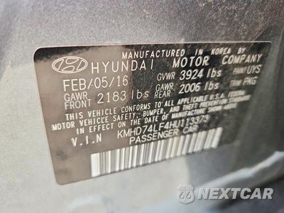 Zdjęcie 13 z 13 samochodu: 2017 HYUNDAI ELANTRA SE VIN:KMHD74LF4HU113373 - miniatura