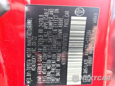 Zdjęcie 12 z 12 samochodu: 2023 TOYOTA CAMRY XLE VIN:4T1F11BK2PU079763 - miniatura
