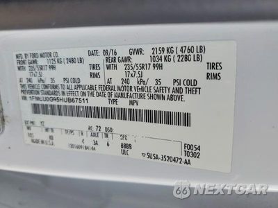 Zdjęcie 14 z 14 samochodu: 2017 FORD ESCAPE SE VIN:1FMCU0G95HUB67511 - miniatura