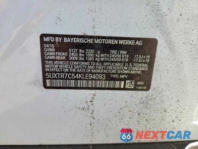 Zdjęcie 13 z 13 samochodu: 2019 BMW X3 SDRIVE30I VIN:5UXTR7C54KLE94093 - miniatura
