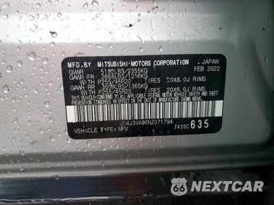 Zdjęcie 13 z 13 samochodu: 2022 MITSUBISHI OUTLANDER SEL VIN:JA4J3VA86NZ071794 - miniatura
