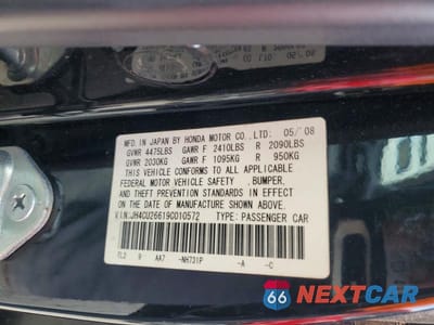 Zdjęcie 12 z 12 samochodu: 2009 ACURA TSX VIN:JH4CU26619C010572 - miniatura